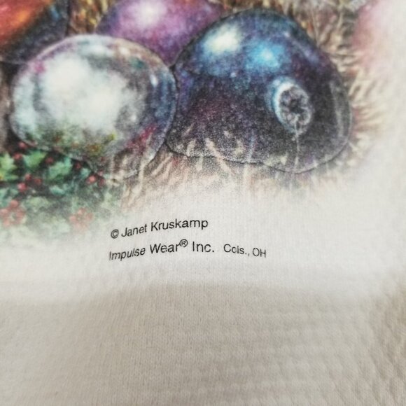 ✅Womens M VTG Ugly Christmas Sweater White Embossed Teddy Bear Janet Kruskamp - Picture 3 of 12